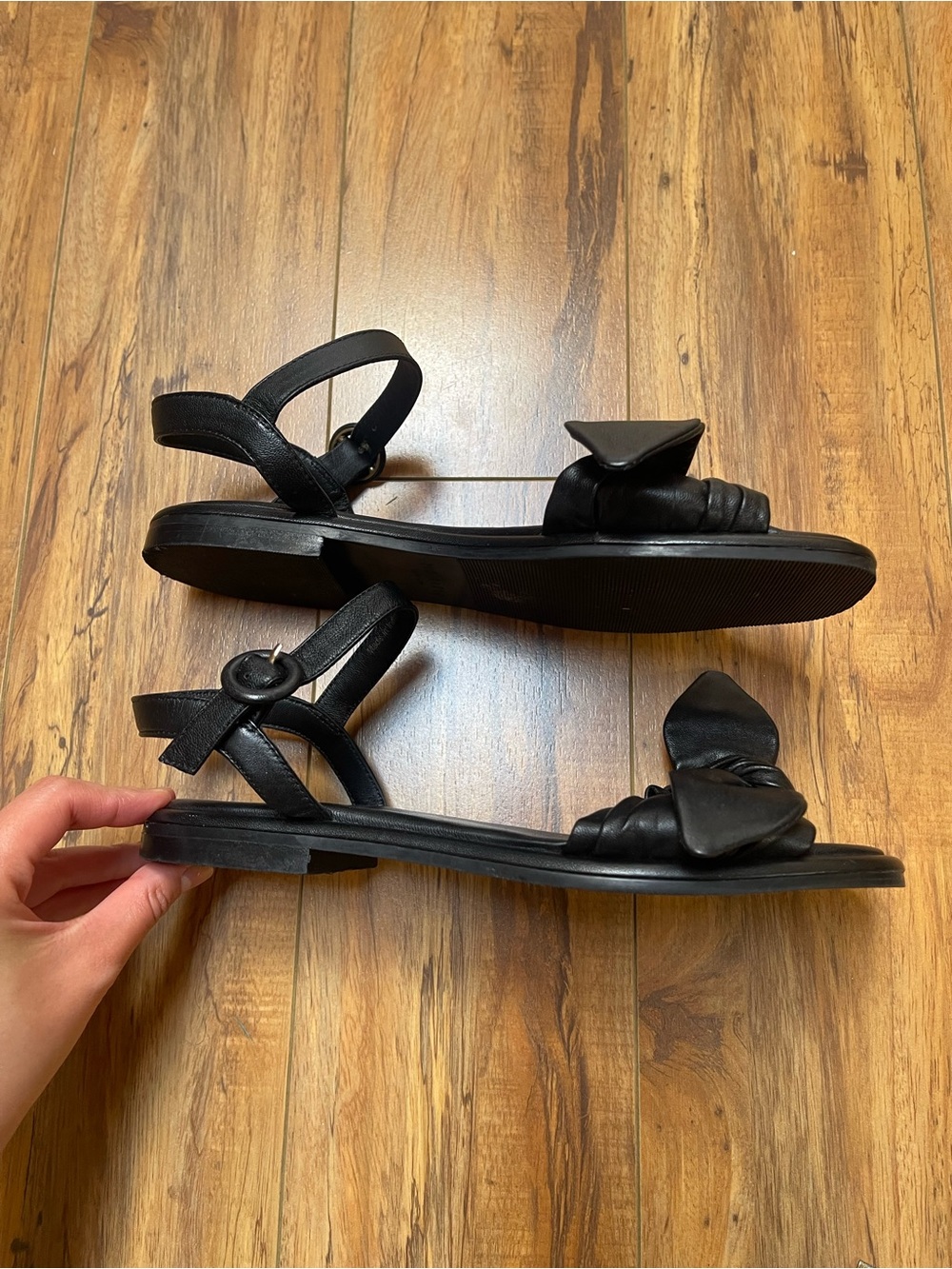 Ted Baker London Halah Leather Bow Ankle Strap Sandals Black Size 38 - Picture 11 of 16